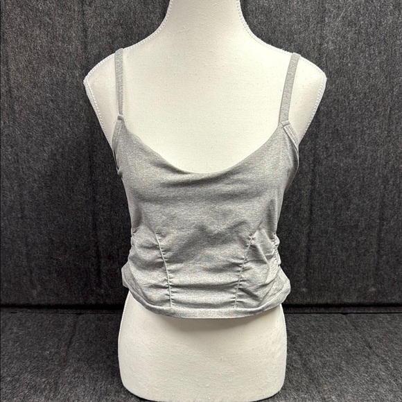 Altar'd State White and Black Ruched Crop Camisole - Picture 1 of 7